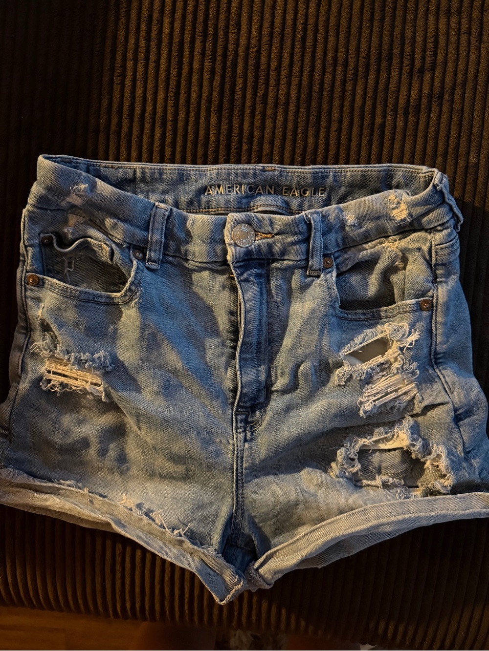 American Eagle Outfitters Light Blue Ripped Denim Shorts